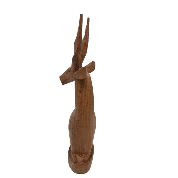 Vintage MCM Midcentury Modern Handcarved Teak Wood Antelope Gazelle 7" Tall EUC - Picture 5 of 12
